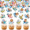 40Pcs Edible Airplane Cupcake Toppers Wafer Paper Animal Birthday Decorations Cupcake Toppers for Kids Boys Girls Cute Animal Theme Baby Shower Kids Boys Party Decorations view 1