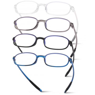 AQWANO 4 Pack Blue Light Blocking Reading Glasses for Men Women, Half Lens Computer Readers, Durable Lightweight TR90 Flexible Frame Eyeglasses Anti Eyestrain (1.25)