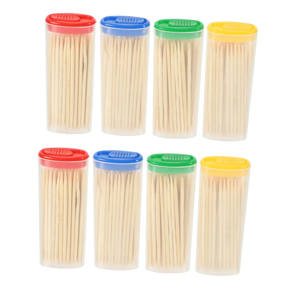 Alipis 24-Piece Bamboo Toothpicks Set Double-Pointed Food Picks Portable Toothpick Holder for Parties Travel and Everyday Use