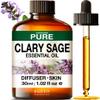 100% Pure Clary Sage Oil - 1.02 Fl Oz Clary Sage Essential Oil for Hair, Skin, Diffuser, Aromatherapy & DIY Soap Making Scent view 1