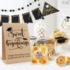 100Pcs Graduation Candy Cookie Treat Bags, Sweet Endings to New Beginnings of 2025 Clear Grad Cellophane Treat Bags Graduations Stickers and Kraft Paper Sign view 3