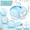 Humyoun 30 Pcs Baby Shower Thank You Gift Box Footprint Small Candy Treat Boxes Heart Favor Bags with White Gold Foil Printed for Guest Baby Shower Gifts Neutral Gender Reveal Favors(Blue) view 3