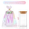 Aubeco 50Pcs Iridescent Cellophane Treat Bags with Ties, 6x9 Inch Holographic Plastic Goodie Baggies for Party Favors, Candy, Cookies Packing, Gift Wrapping view 3