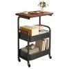 C Shaped End Table with Silent Universal Wheels Thickened Carbon Steel Frame Small Side Tables for Small Spaces, Living Room, Bedroom, Rustic Snack Tables(Black) view 1