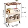 C Shaped End Table with Silent Universal Wheels Thickened Carbon Steel Frame Small Side Tables for Small Spaces, Living Room, Bedroom, Rustic Snack Tables(Black) view 2