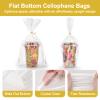 Aubeco 100Pcs Flat Bottom Cellophane Bags, 9.8x14x 3.8" Clear Goodie Baggies with Twist Ties for Party Favor Packaging, Cookie, Popcorn, Candy, Mug Wrapping view 3