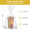 Aubeco 100Pcs Flat Bottom Cellophane Bags, 9.8x14x 3.8" Clear Goodie Baggies with Twist Ties for Party Favor Packaging, Cookie, Popcorn, Candy, Mug Wrapping view 4