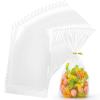 Aubeco 200Pcs Flat Bottom Cellophane Bags, 5.9x9x2.4" Clear Goodie Baggies with Twist Ties for Party Favor Packaging, Cookie, Popcorn, Candy, Mug Wrapping view 1