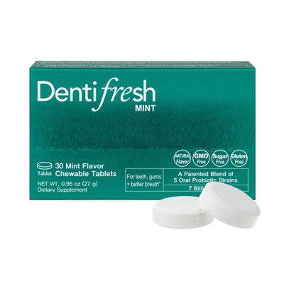 K-Nutra Dentifresh Mint Xylitol Tabs Oral Probiotics for Bad Breath, Dry Mouth & Fresh Breath, 7 Billion CFU, Sugar-Free, GMO-Free, Gluten-Free, Natural Mint Flavor, 30 Tablets (Improved Formula)