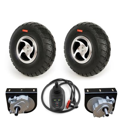 10 Inch Wheel 24V 500W 700W Dual Drive Motor Kit Solid Tire for Trolley Bike (With joystick, 250W-75RPM4kph))
