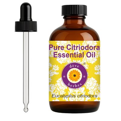 dve herbes Citriodora Essential Oil (Eucalyptus citriodora) with Glass Dropper | Pure | Non-Sticky | Non-Greasy | Lightweight | Men & Women | All Skin Types | Steam Distilled 120ml (4 oz)