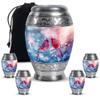 KARYLIZ Cardinal Cremation Urns for Human Ashes - Urn for Ashes Adult Male - Urns for Ashes Adult Large - Funeral Cremation Urn for Female Mom & Dad - Funeral for Women(Combo 10" & 3", Set of 5) view 1
