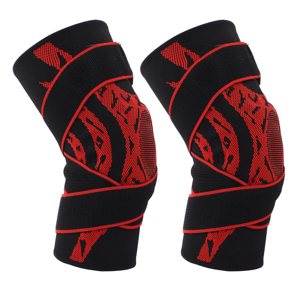 QANYEGN 2Pcs Elastic Knee Compression Sleeve Breathable Sports Knee Brace for Men and Women Basketball Running (L)