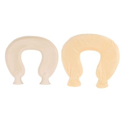 1L U Shaped Hot Water Bottle, Neck and Shoulder Warmer, Soft Cover, Ideal for Winter, Relief Muscle Pain, Sturdy Rubber Material, Travel Friendly, Keep Water Temperature (Beige)