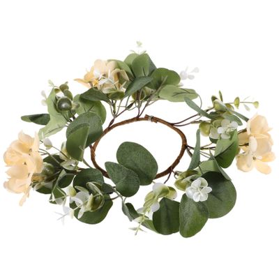 CORHAD Artificial Plant Wreath Candle Ring Wreath Faux Flower Garland Front Door Tea Light Ring