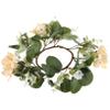 CORHAD Artificial Plant Wreath Candle Ring Wreath Faux Flower Garland Front Door Tea Light Ring view 1