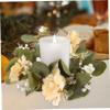 CORHAD Artificial Plant Wreath Candle Ring Wreath Faux Flower Garland Front Door Tea Light Ring view 3