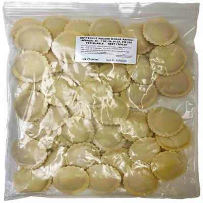 Cucina Della Cucina Butternut Squash Ravioli with Sage, 120 Pieces, Frozen, Gourmet Italian Pasta