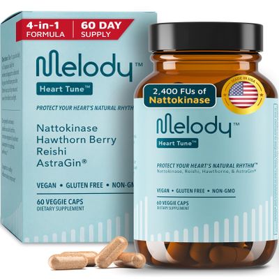 Melody Heart Tune 4 in 1, Adaptogenic Herbal Supplement, Nattokinase, 60ct