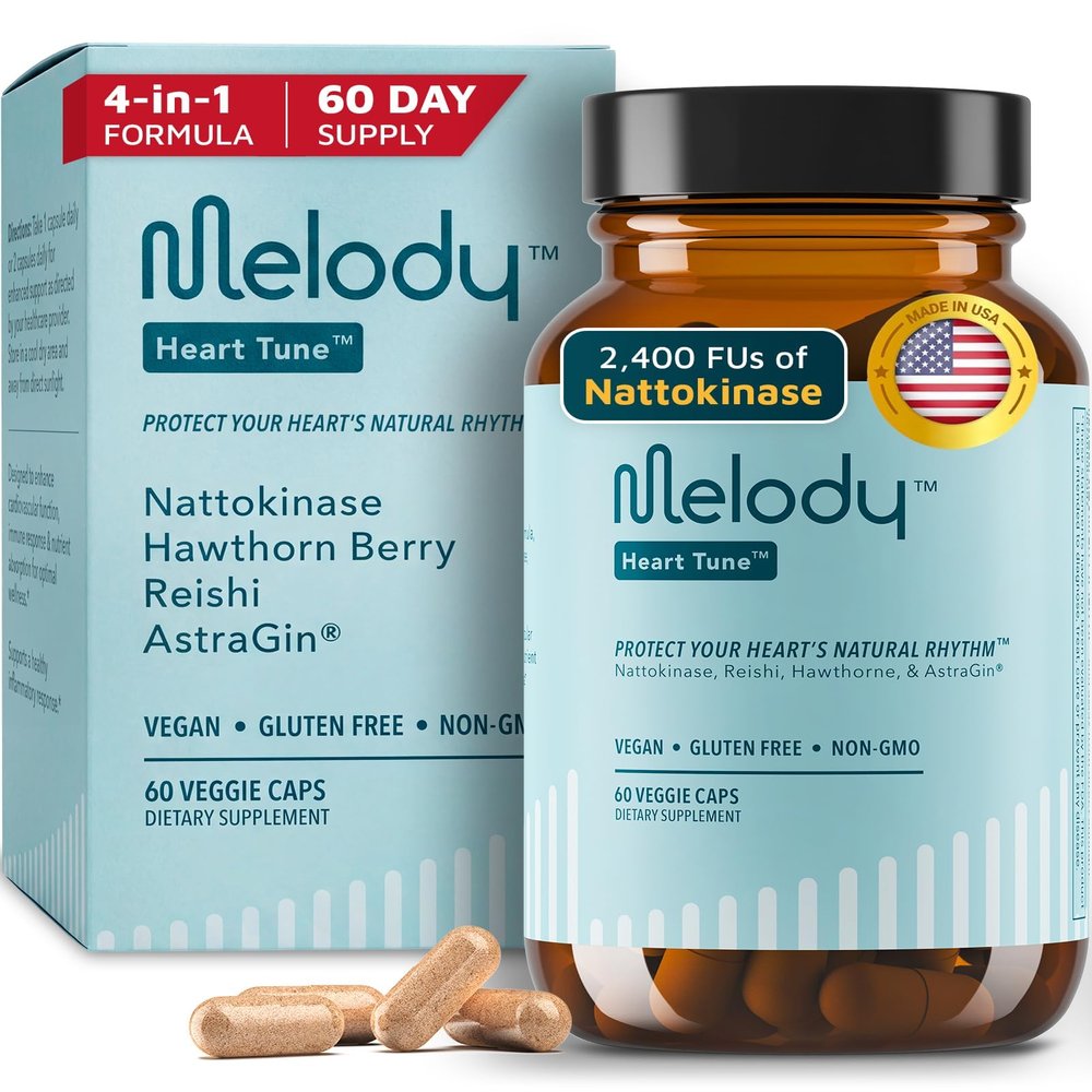 Melody Heart Tune 4 in 1, Adaptogenic Herbal Supplement, Nattokinase, 60ct
