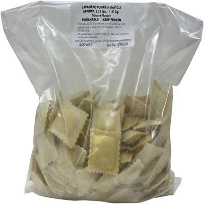 Cucina Della Cucina - Japanese Pumpkin Ravioli, Square, 360 Count, Frozen Gourmet Pasta