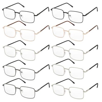 V.W.E. NEW 10 Pairs of Closeout Reading Glasses - Your Choice in Power and Gender -Bulk (Metal Unisex 01, 2.25, x)
