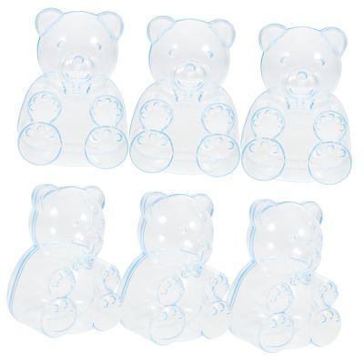 OFFSCH 6Pcs Clear Bear Shaped Candy Boxes Cute Plastic Containers for Shower Wedding and Birthday Party Favors Transparent Treat Boxes for Sweets