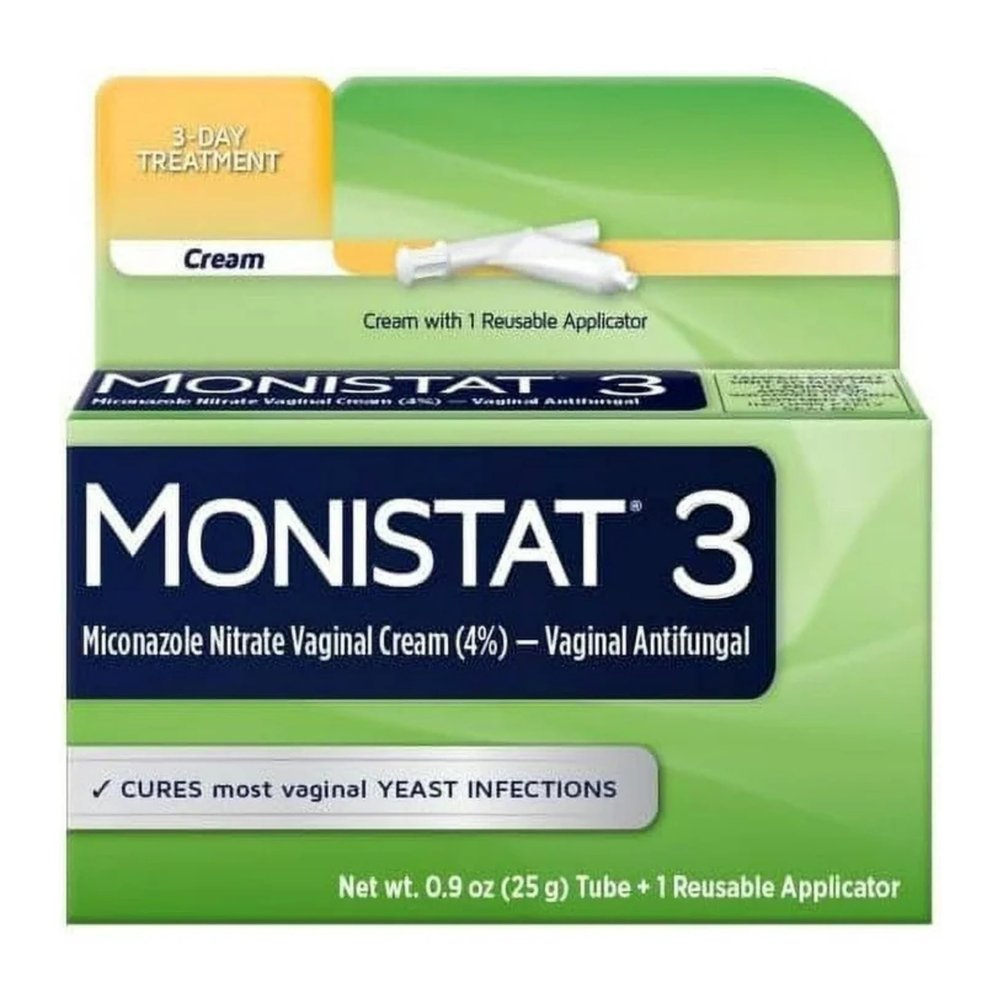 Monistat 3 Cream, 3-Day Yeast Infection Treatment for Women: 1x Reusable Applicator & 1x 25g External Anti-Itch Cream Bundle