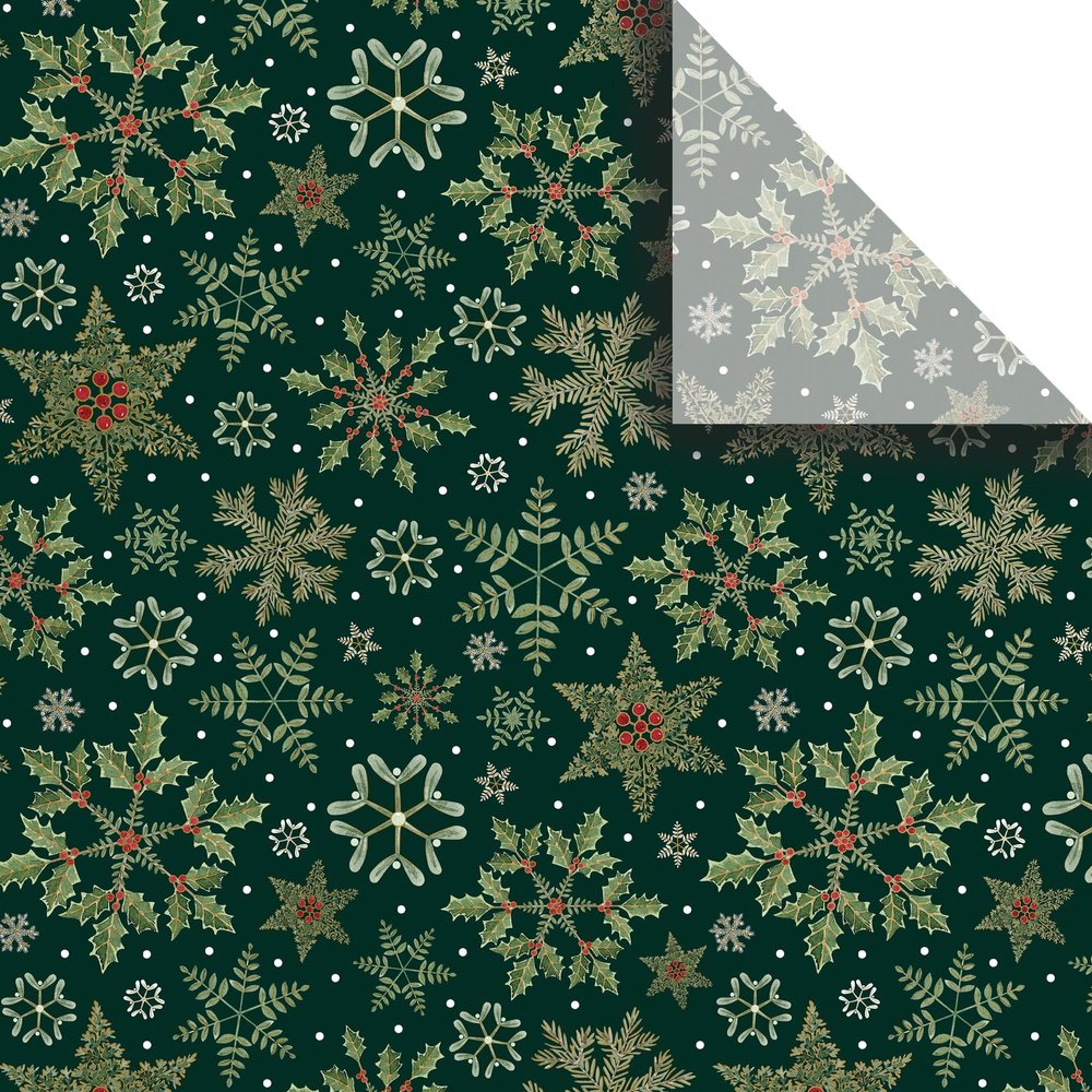 Printed Christmas Gift Tissue 20" x 30", Forest Snowflakes (24 Folded Sheets) Decorative Wrapping Tissue Paper for Holiday Gifts, Bags, Crafts