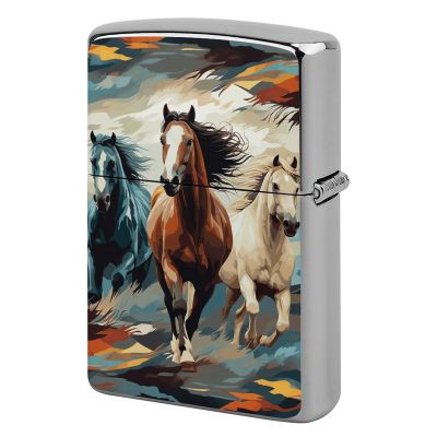 A Pattern with Horses As A Background Lighter Case Cover, Personalized Graffiti Lighter Sleeve, Double-Sided Vintage Metal Protector