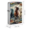 A Pattern with Horses As A Background Lighter Case Cover, Personalized Graffiti Lighter Sleeve, Double-Sided Vintage Metal Protector view 2