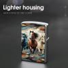 A Pattern with Horses As A Background Lighter Case Cover, Personalized Graffiti Lighter Sleeve, Double-Sided Vintage Metal Protector view 4
