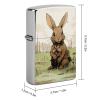 A Brown Rabbit Lighter Case Cover, Personalized Graffiti Lighter Sleeve, Double-Sided Vintage Metal Protector view 2