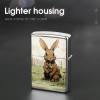 A Brown Rabbit Lighter Case Cover, Personalized Graffiti Lighter Sleeve, Double-Sided Vintage Metal Protector view 4
