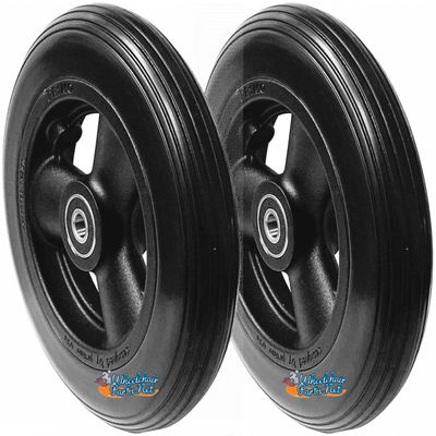Set of 2 Front Wheelchair WhelsFor Most Popular Manual Wheelchairs. 5/16" Bearings Included. (6x1 1/4 Solid)