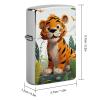 Cartoon Tiger Lighter Case Cover, Personalized Graffiti Lighter Sleeve, Double-Sided Vintage Metal Protector view 2