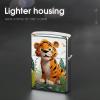 Cartoon Tiger Lighter Case Cover, Personalized Graffiti Lighter Sleeve, Double-Sided Vintage Metal Protector view 4