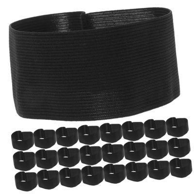 DOITOOL 25pcs Funeral Mourning Armband Black Elastic Memorial Arm Band for Suit Football and Condolences