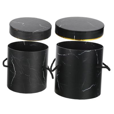 HOLIDYOYO Handheld Round Flower Bucket for Valentine 2-Piece Floral Packaging Box Set Waterproof and Stylish Flower Storage Container for Wrapping and Arrangements