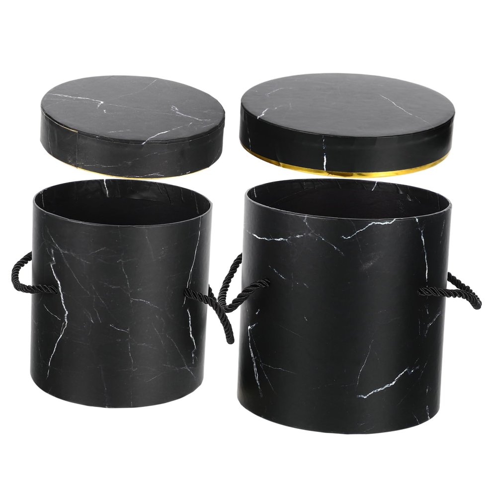 HOLIDYOYO Handheld Round Flower Bucket for Valentine 2-Piece Floral Packaging Box Set Waterproof and Stylish Flower Storage Container for Wrapping and Arrangements