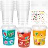 Funnymoom 12 Sets 34 oz Plastic Drink Buckets with Lid and Straws 6 Sheets Summer Stickers Clear Drink Cup Disposable Cocktail Rum Buckets Reusable Ice Cream Pails for Summer Beach Pool Party Favors view 1