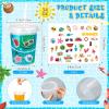 Funnymoom 12 Sets 34 oz Plastic Drink Buckets with Lid and Straws 6 Sheets Summer Stickers Clear Drink Cup Disposable Cocktail Rum Buckets Reusable Ice Cream Pails for Summer Beach Pool Party Favors view 2