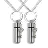 Set of 2 Silver Cremation Urn&Vial on 24"-Chain Necklace with-Cross Key,Cross Key idea,Cremation Souvenir,Cross Key Memorial Urn,Memory Jewelry view 1
