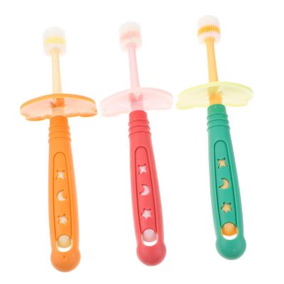 HOLIDYOYO 3pcs Boy Girl's Toothbrush Months and up Rotatable Washable Bristles for Boys and Girls