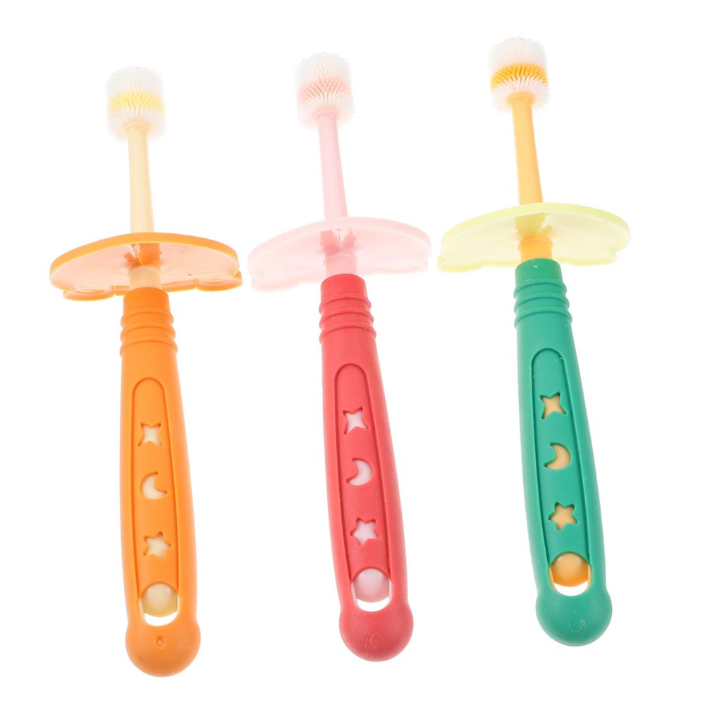 HOLIDYOYO 3pcs Boy Girl's Toothbrush Months and up Rotatable Washable Bristles for Boys and Girls