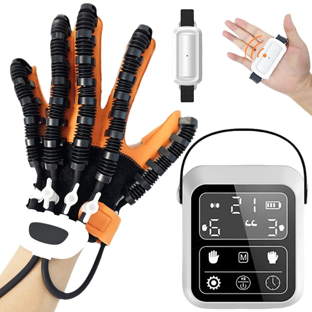 FXNFXLA Rehabilitation Robot Gloves, Hand Stroke Recovery Equipment with 4 Workout Modes and 9-Level Strength Adjustment, Rechargeable Convenient Finger Trainer