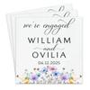Custom We're Engaged Napkins Pack 15pcs, Engagement Napkin for Party, Engaged Party Decoration, Beverage Cocktail Luncheon Dinner Luxury, Disposable, Flower, BLue for Bride Bridal Mrs 5 view 1