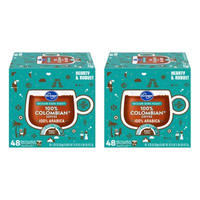 100% Colombian Kroger Medium Dark Roast Coffee Pods 48 ct (Pack of 2)