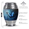 Blue Butterfly Urns for Human Ashes Adult Dad, Burial Large Urn for Ashes Adult Mom, Handcrafted Cremation Gift for Decorative, 10Inch and 200lbs Capacity Include Velvet Bag view 2