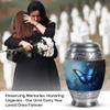 Blue Butterfly Urns for Human Ashes Adult Dad, Burial Large Urn for Ashes Adult Mom, Handcrafted Cremation Gift for Decorative, 10Inch and 200lbs Capacity Include Velvet Bag view 3